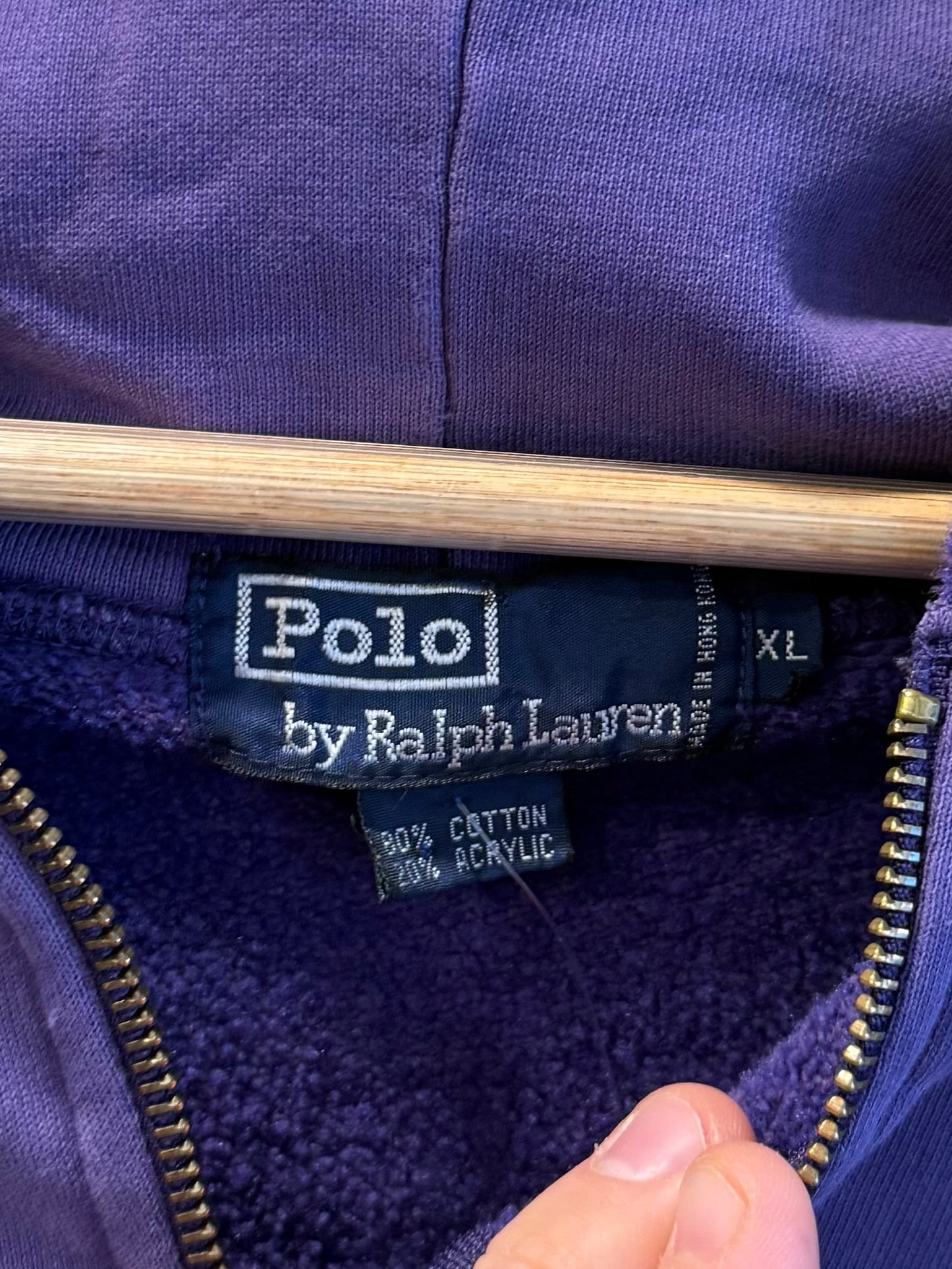 Vintage Polo Ralph Lauren Purple Quarter-Zip Hoodie Sweatshirt- XL/XXL