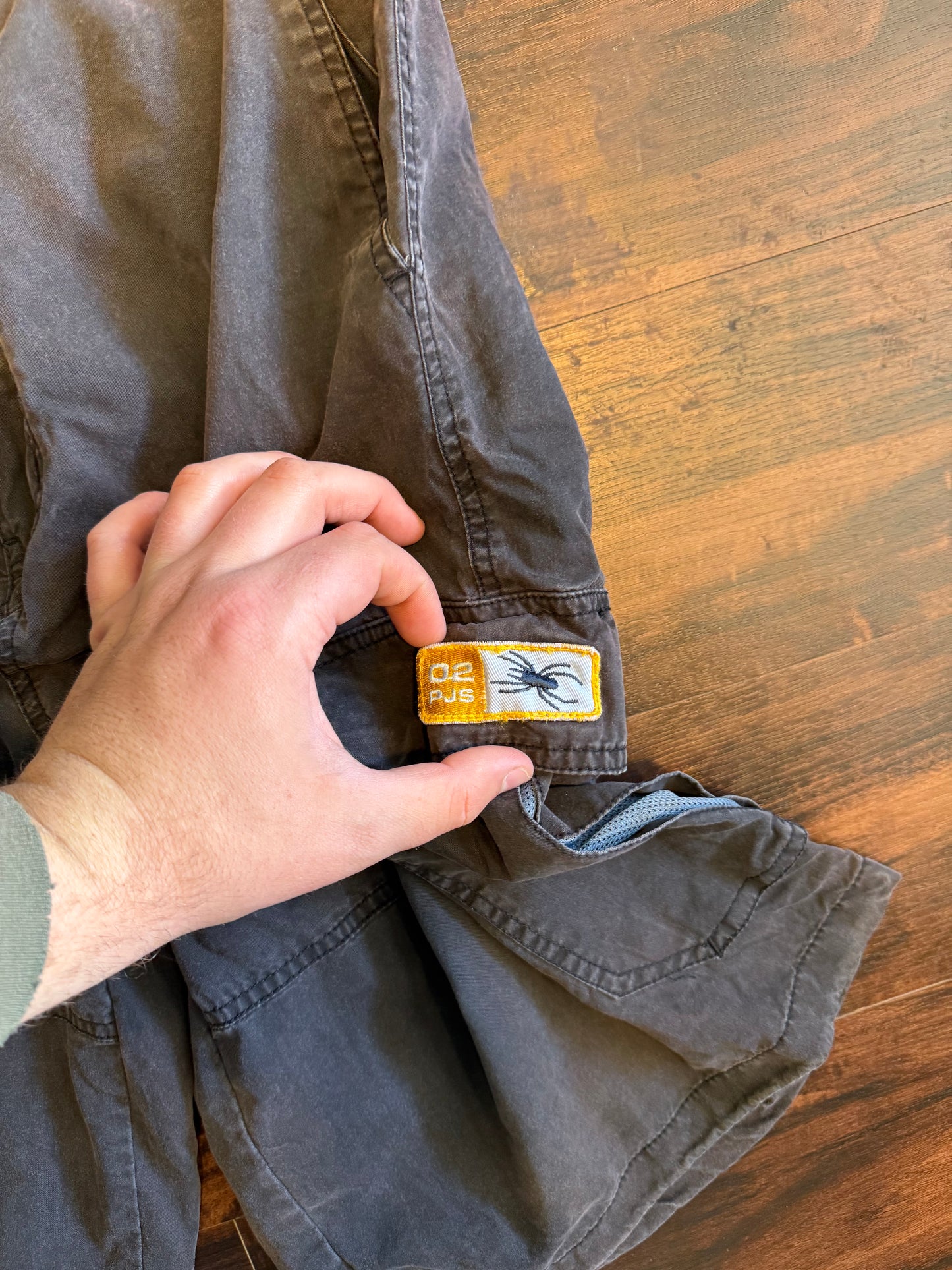 Vintage Plugg Spider Black Streetwear Cotton/Nylon Cargo Shorts- 34