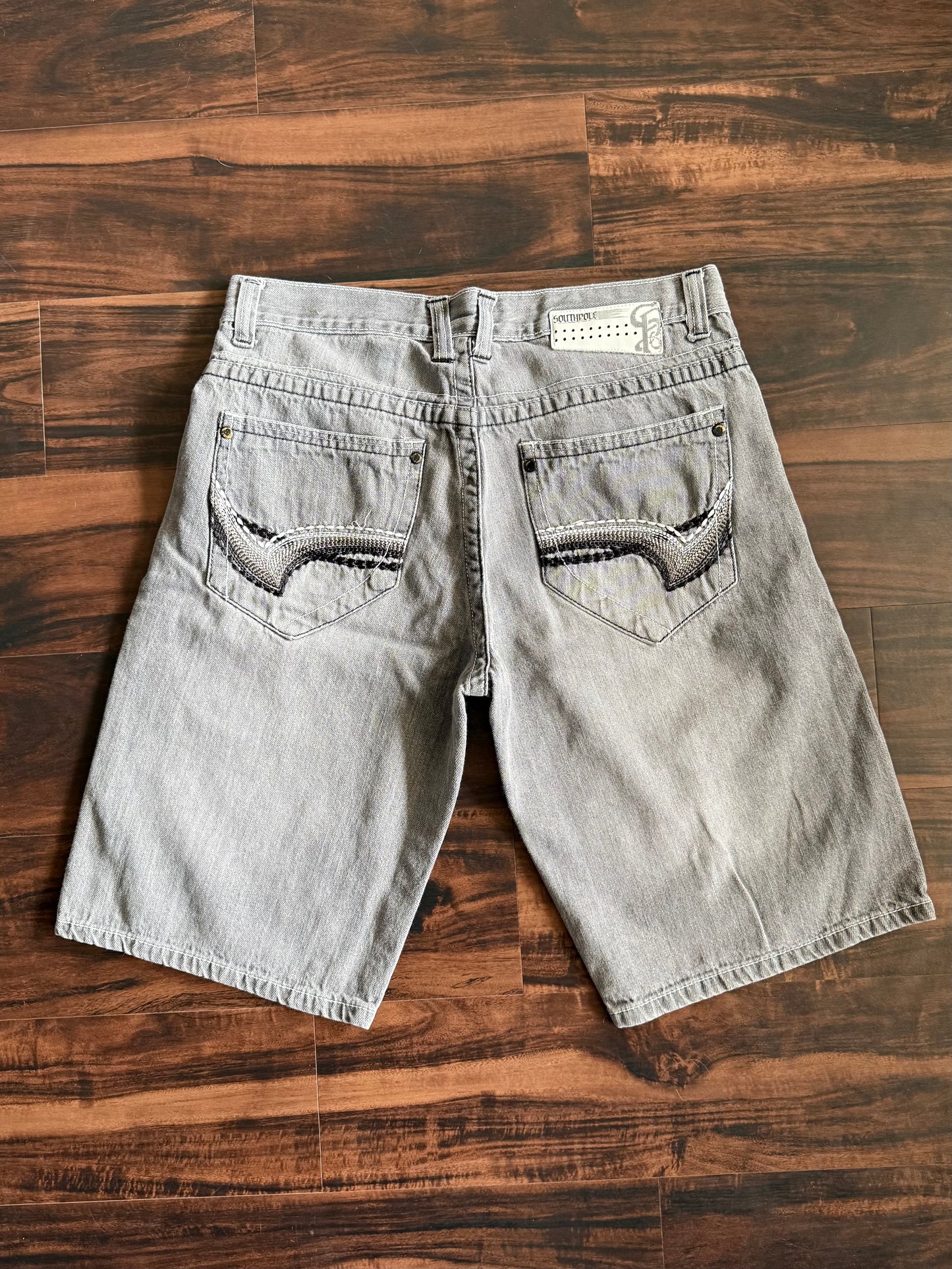 Vintage Y2K South Pole Baggy Streetwear Gray Denim Jean Shorts- 34