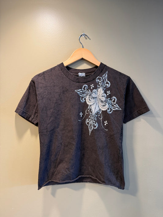 Vintage Y2K Brown Eagles & Crosses T-Shirt- S
