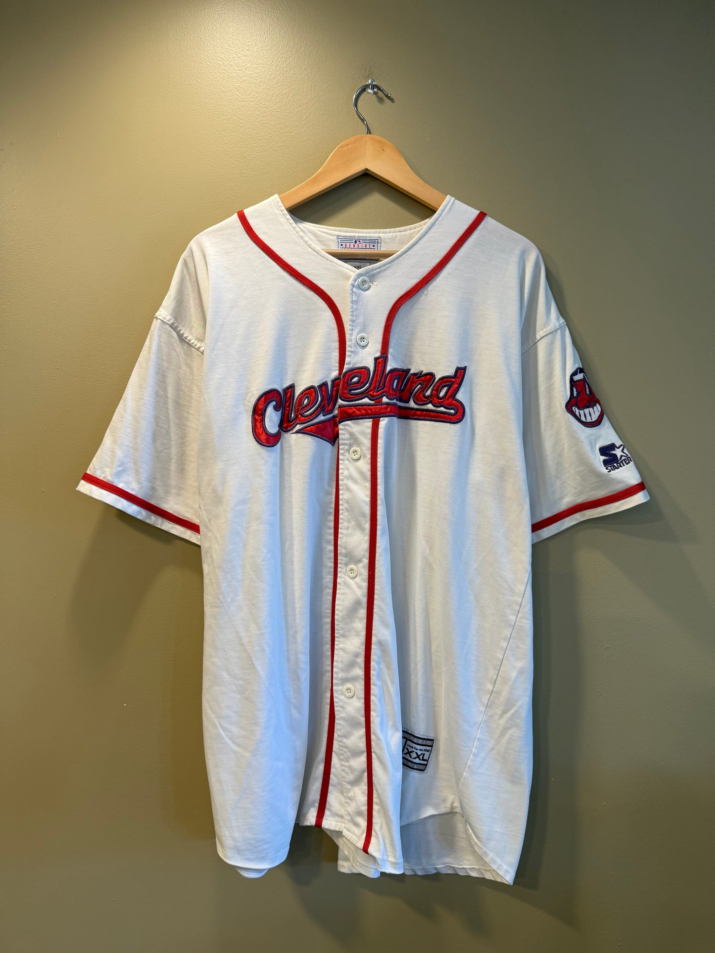 Vintage Starter Cleveland Indians White Baseball Jersey- XL