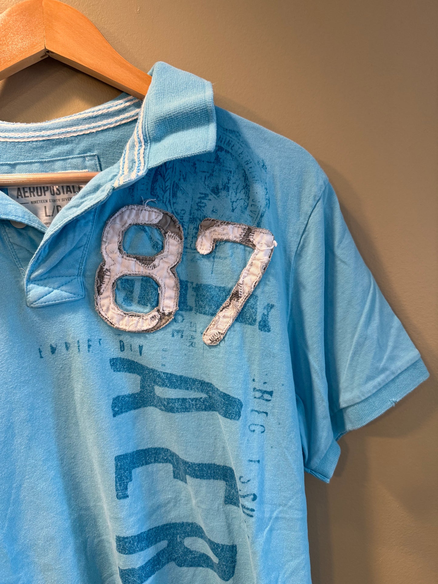 Vintage Aeropostale Light Blue Polo Shirt- L