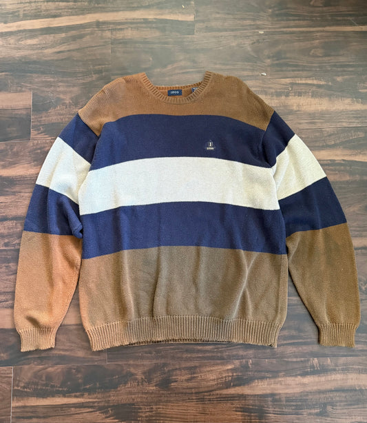 Vintage IZOD Striped Neutral Sweater- XL