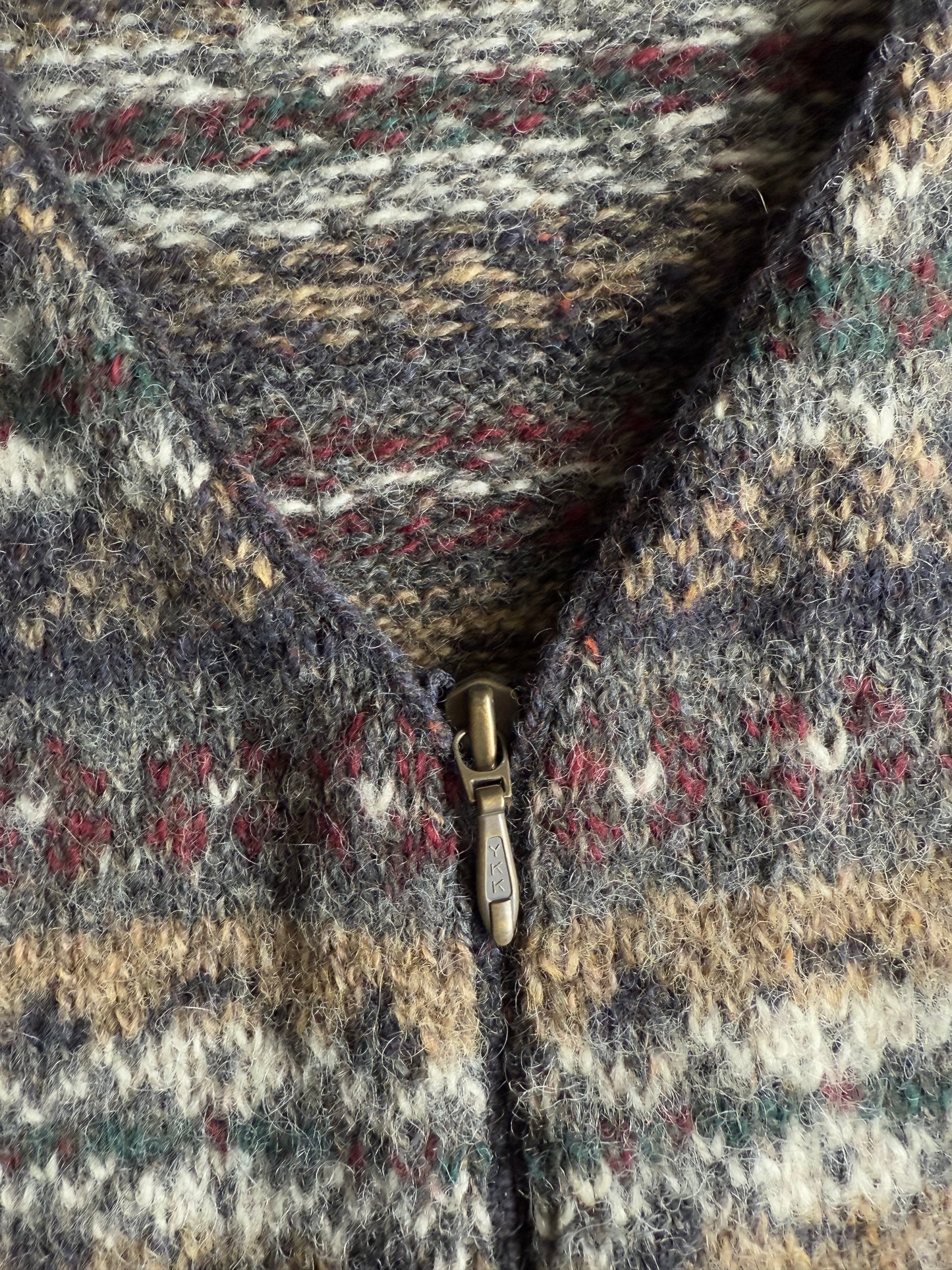 Vintage Woolrich Zip-Up Wool Patterned Gray Cardigan Sweater- S