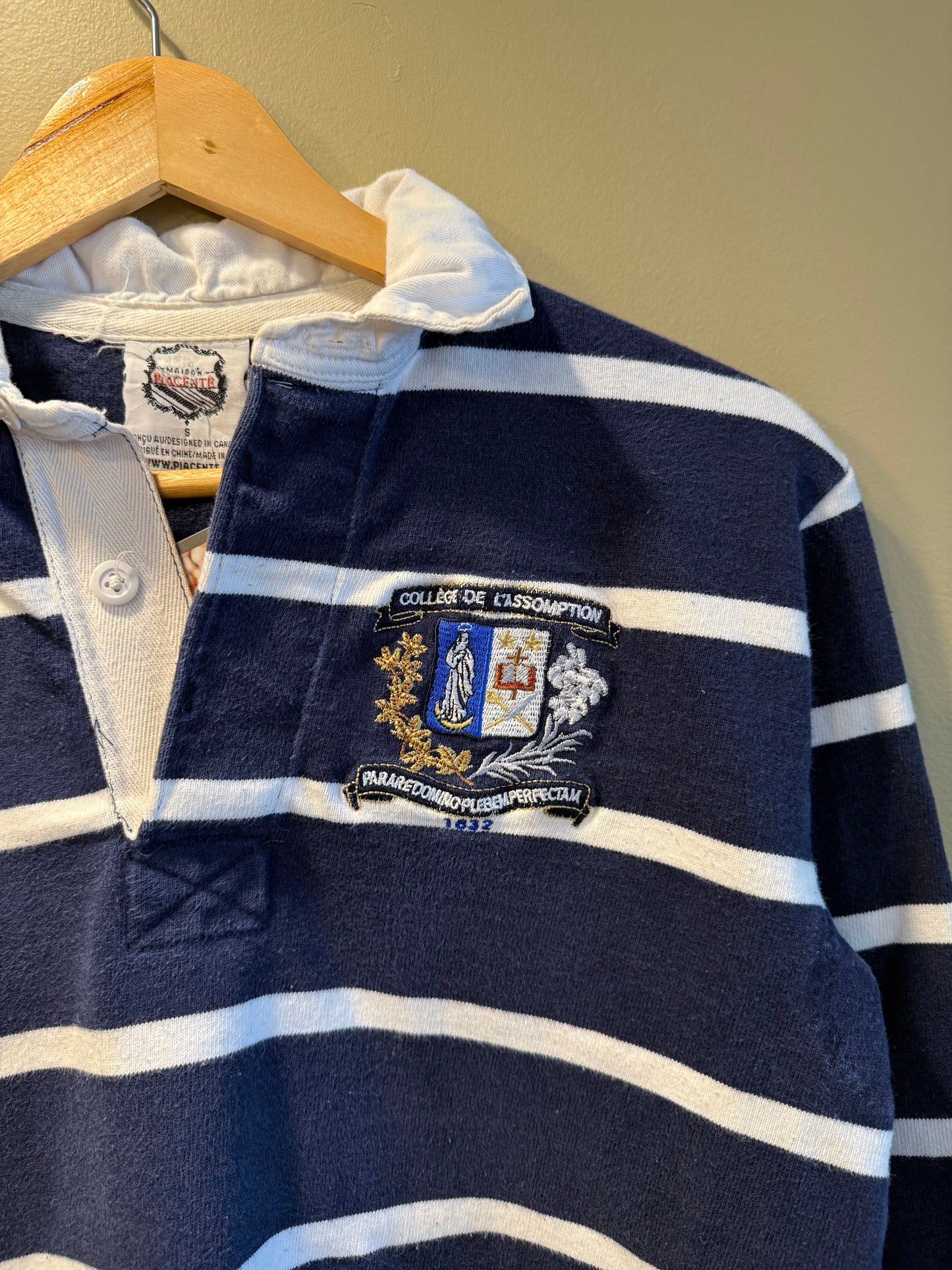 Vintage Collège de l'Assomption Blue Striped Rugby Shirt- S