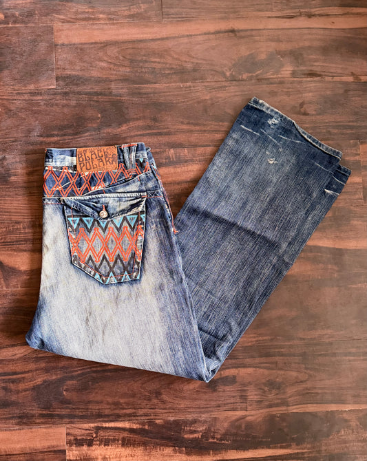 Vintage Y2K Akademiks Black Polar Explorer Streetwear Denim Jeans- 38x32