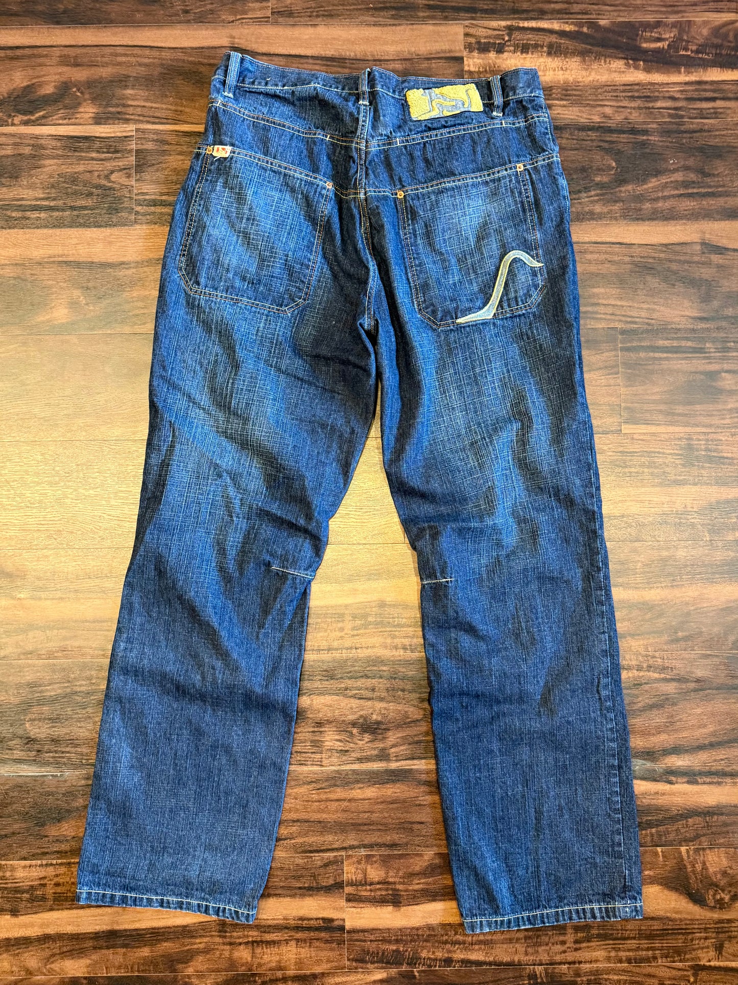 Vintage Drunkn Munkey Dark Wash Streetwear Baggy Jeans- 38x34