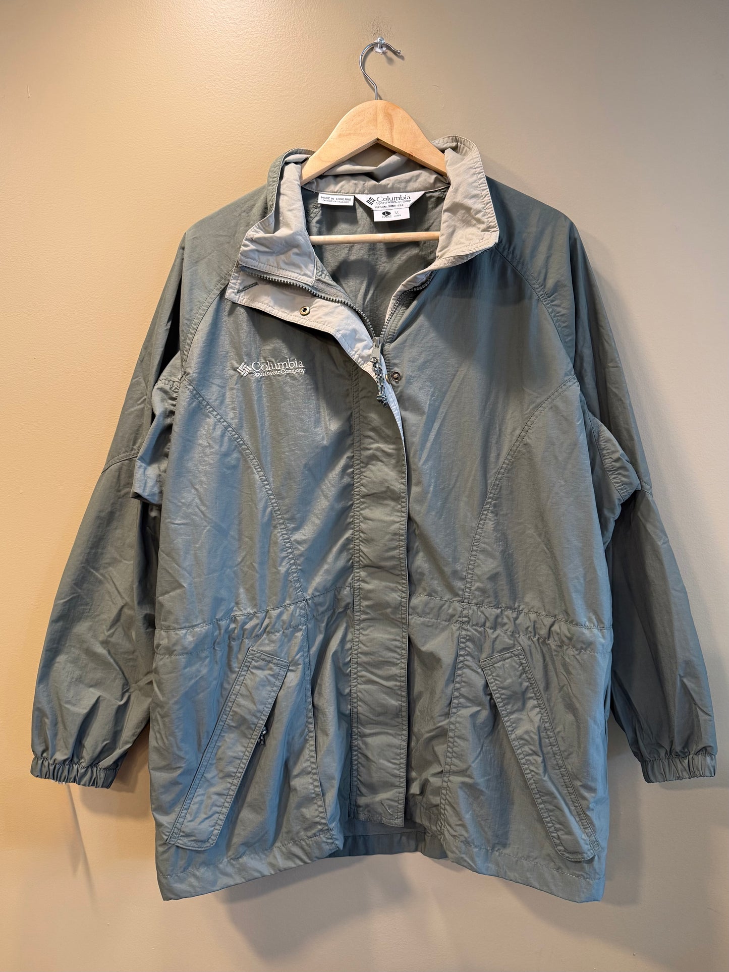 Vintage Columbia Army Green Windbreaker Jacket- L/XL