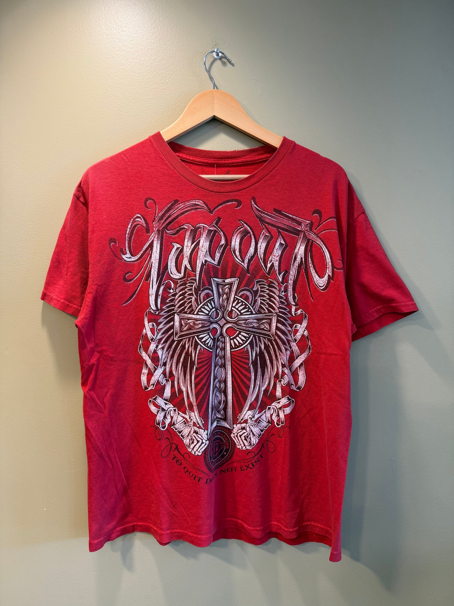 Vintage Y2K Tap Out Red Cross T-Shirt- L