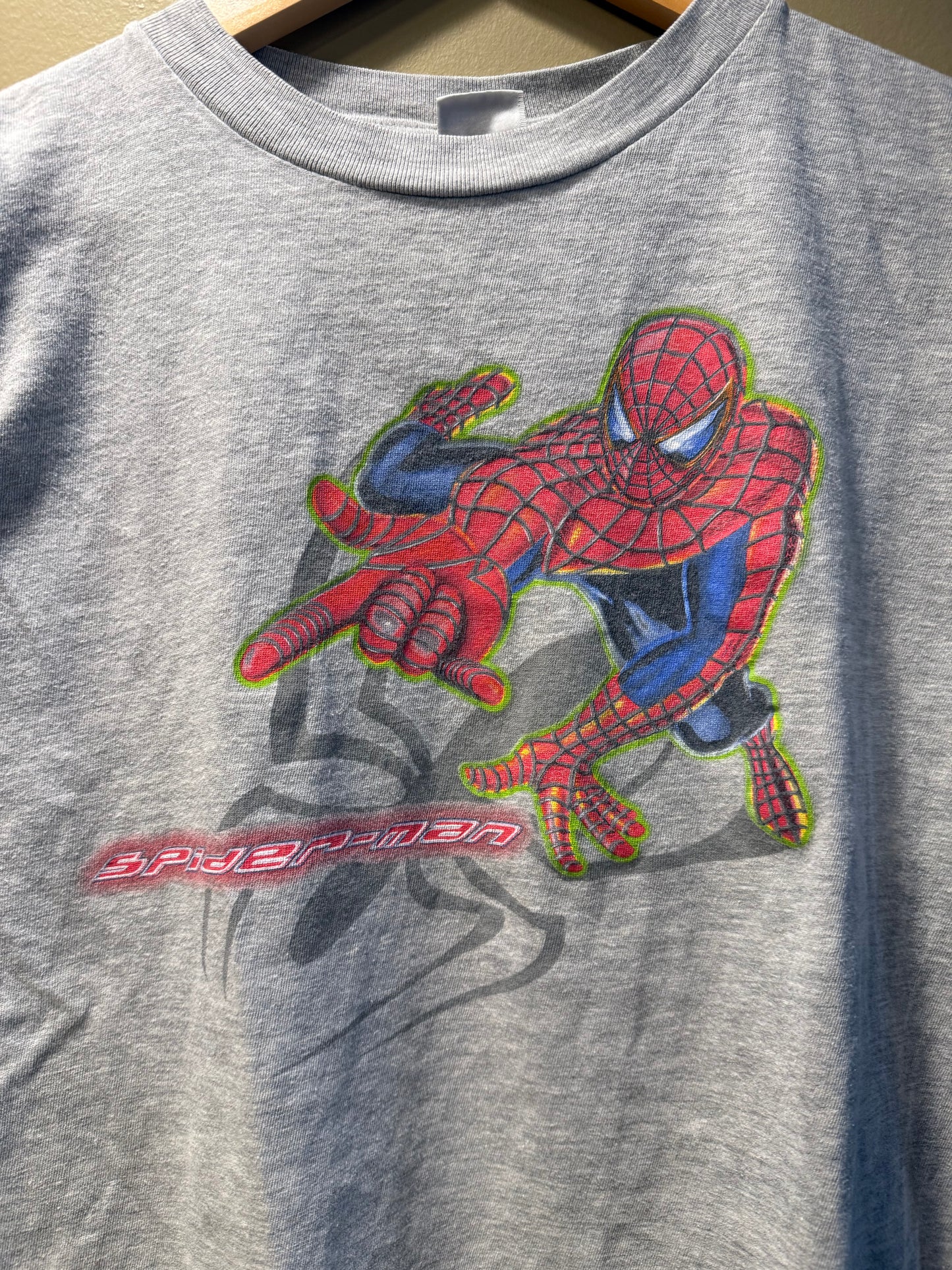 Vintage Y2K Spider Man Gray Baby Tee T-Shirt- S/M