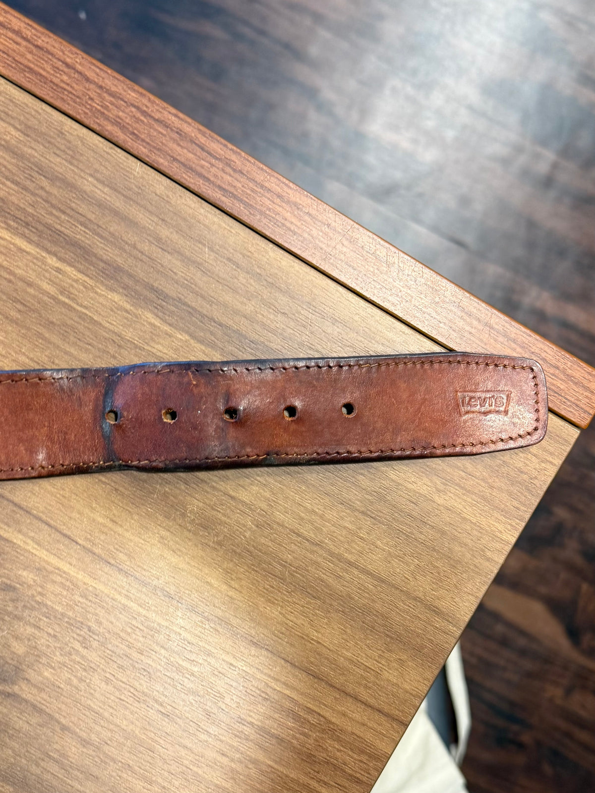 Vintage 70s Levi’s Leather Denim Loop Belt- 28 to 32