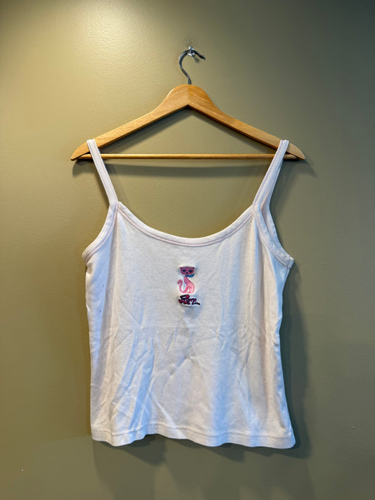 Vintage Eddie & Me Pink Cat Tank Top- M