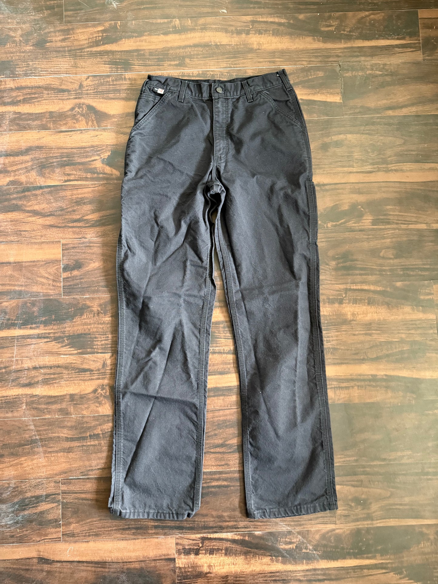 Vintage Carhartt Black Fire Resistant Cotton Canvas Carpenter Workwear Pants- 31x34