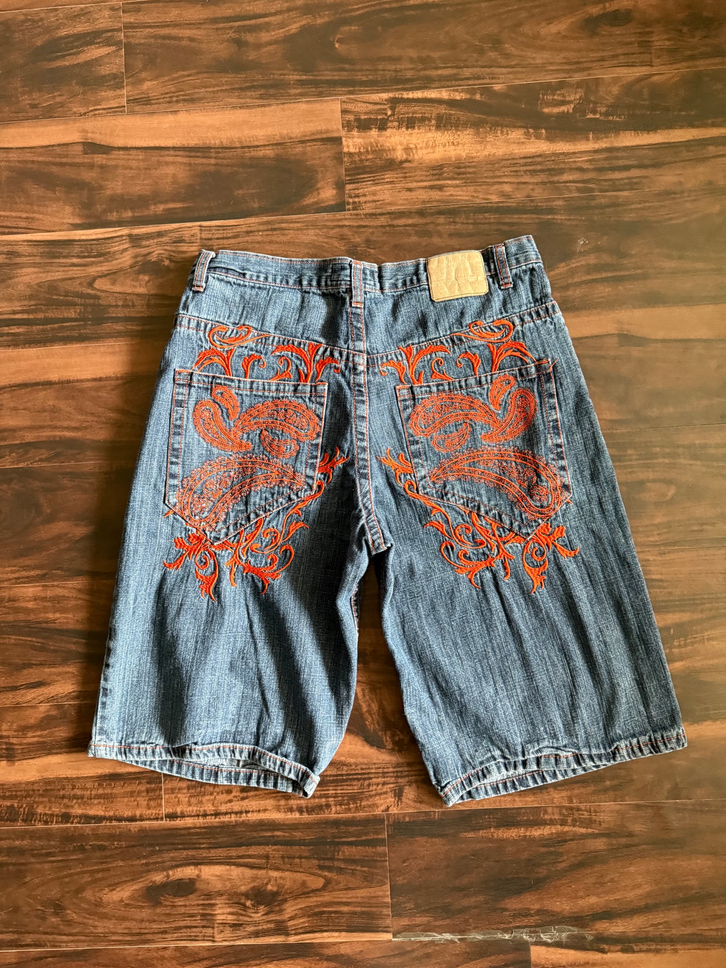 Vintage Y2K Red Ape Embroidered Denim Jean Shorts- 36