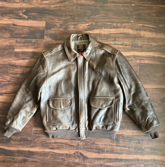Cockpit NYC A-2 Air Force Army Lambskin Leather Jacket- XL