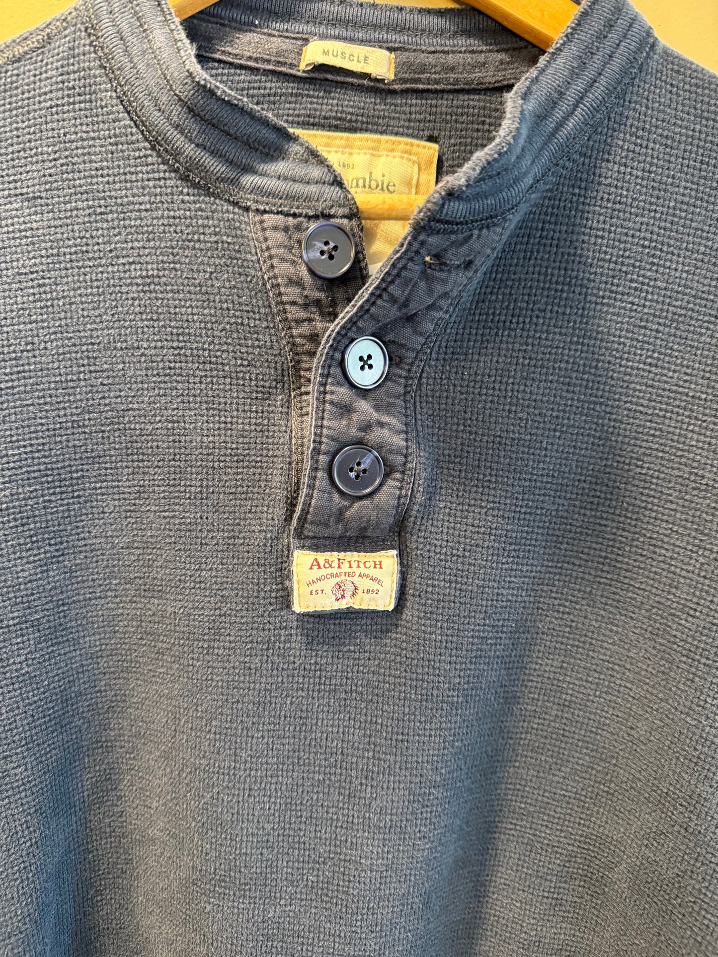 Vintage Abercrombie & Fitch Navy Blue Thermal Longsleeve T-Shirt- XL