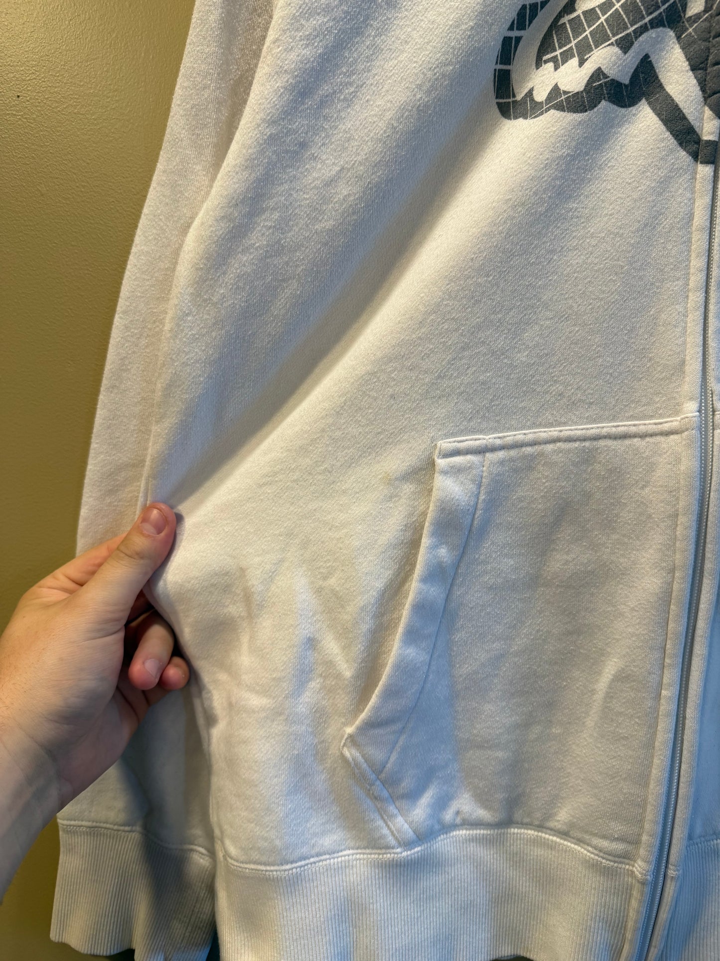 Vintage Fox Racing White Zip-Up Hoodie Sweatshirt- L