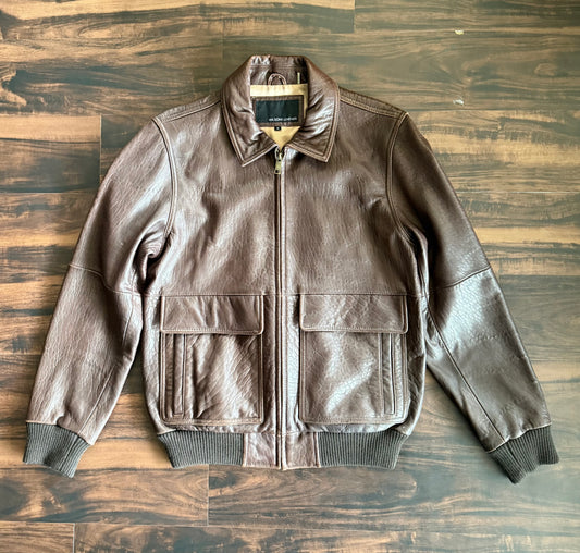 Vintage Wilson’s Leather Brown Military Style Bomber Jacket- M