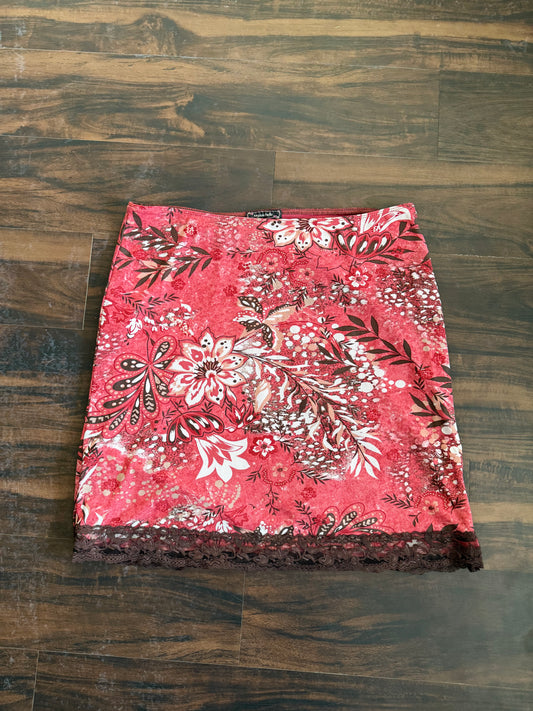 Vintage My Michelle Pink Lace Floral Skirt- XL