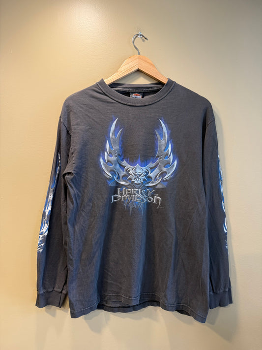 Vintage Harley Davidson Cyber Steel Long Sleeve T-Shirt- M