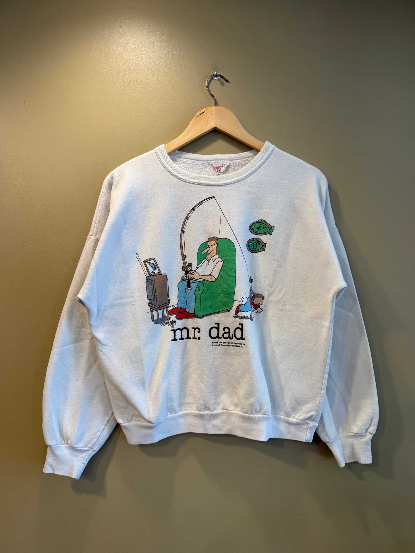 Vintage Mr. Dad Fishing Boxy Crewneck Sweatshirt- L