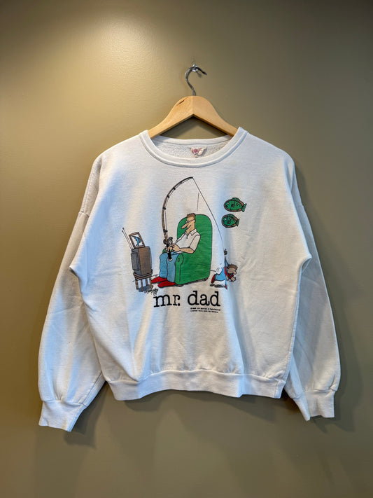 Vintage Mr. Dad Fishing Boxy Crewneck Sweatshirt- L