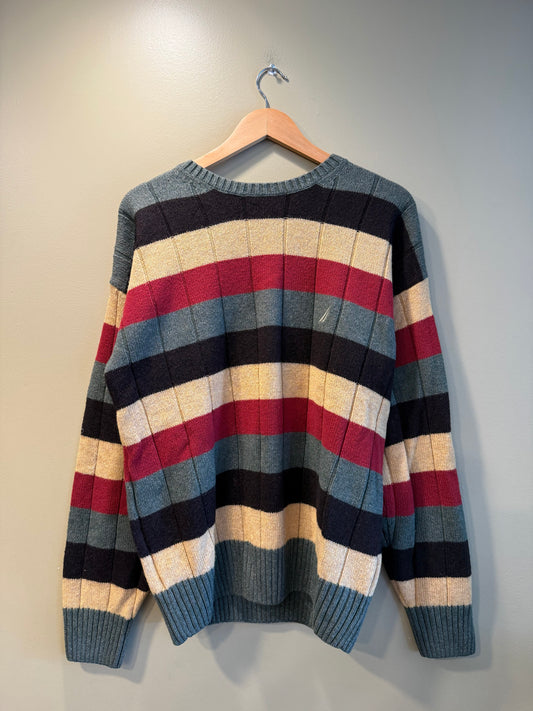 Vintage Nautica Fall Colors Striped Knit Sweater- M