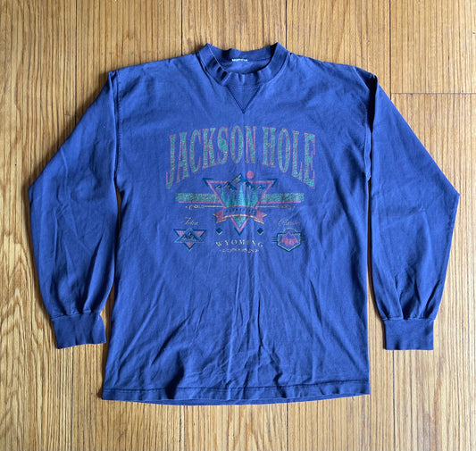 Vintage Jackson Hole Purple Long Sleeve T-Shirt- L