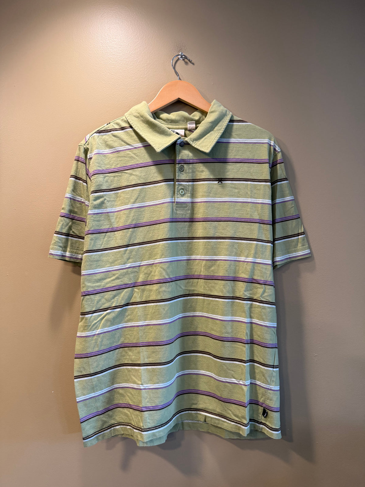 Vintage Hurley Striped Polo Shirt- XL
