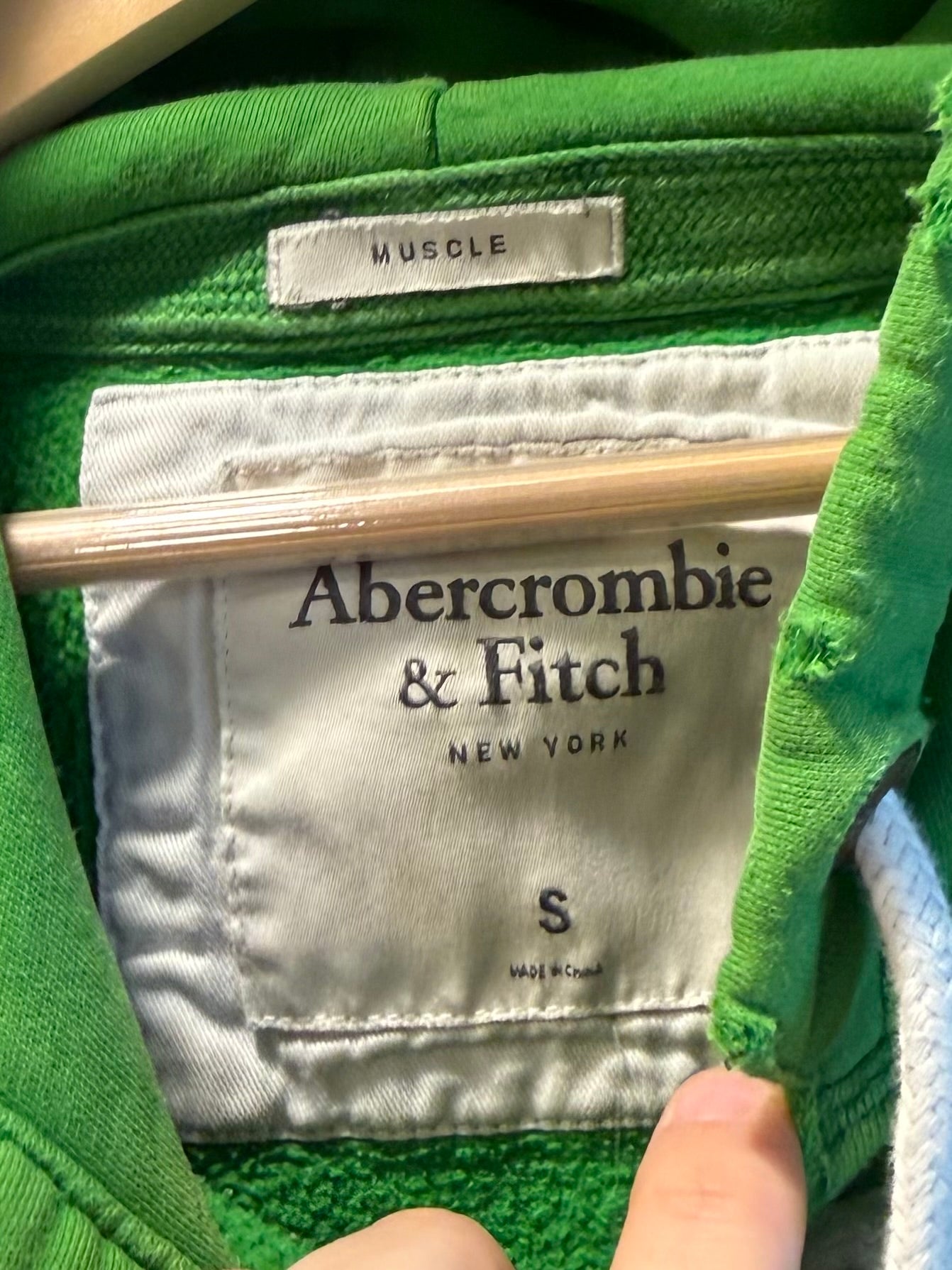 Vintage Abercrombie & Fitch Green Lacrosse Hoodie Sweatshirt- S/M