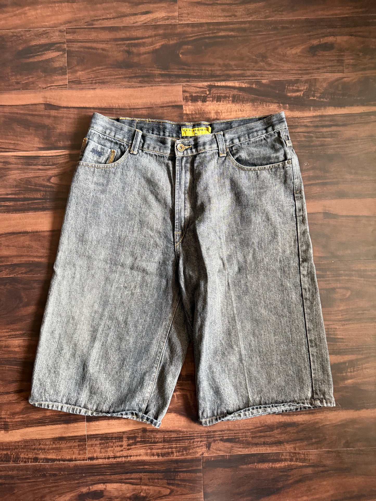 Vintage Y2K Terminal Dark Gray Denim Jean Shorts- 38