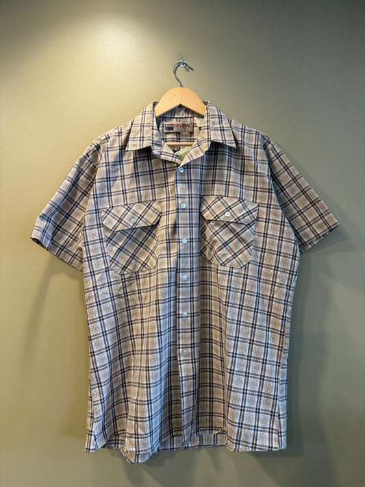 Vintage Big Mac Tan Checkered Button-Up Shirt- L