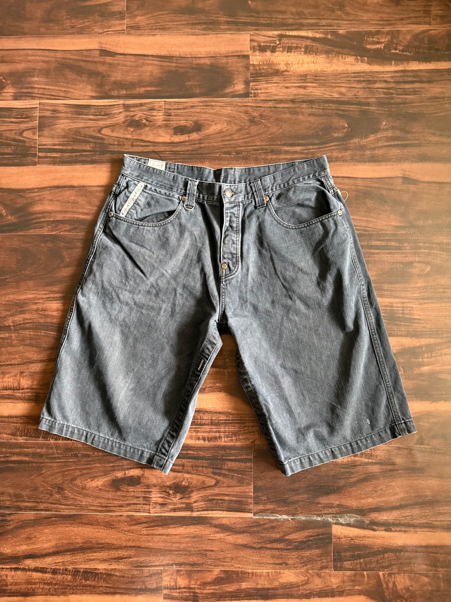 Vintage Y2K Parish Black Gothic Denim Jean Shorts- 36