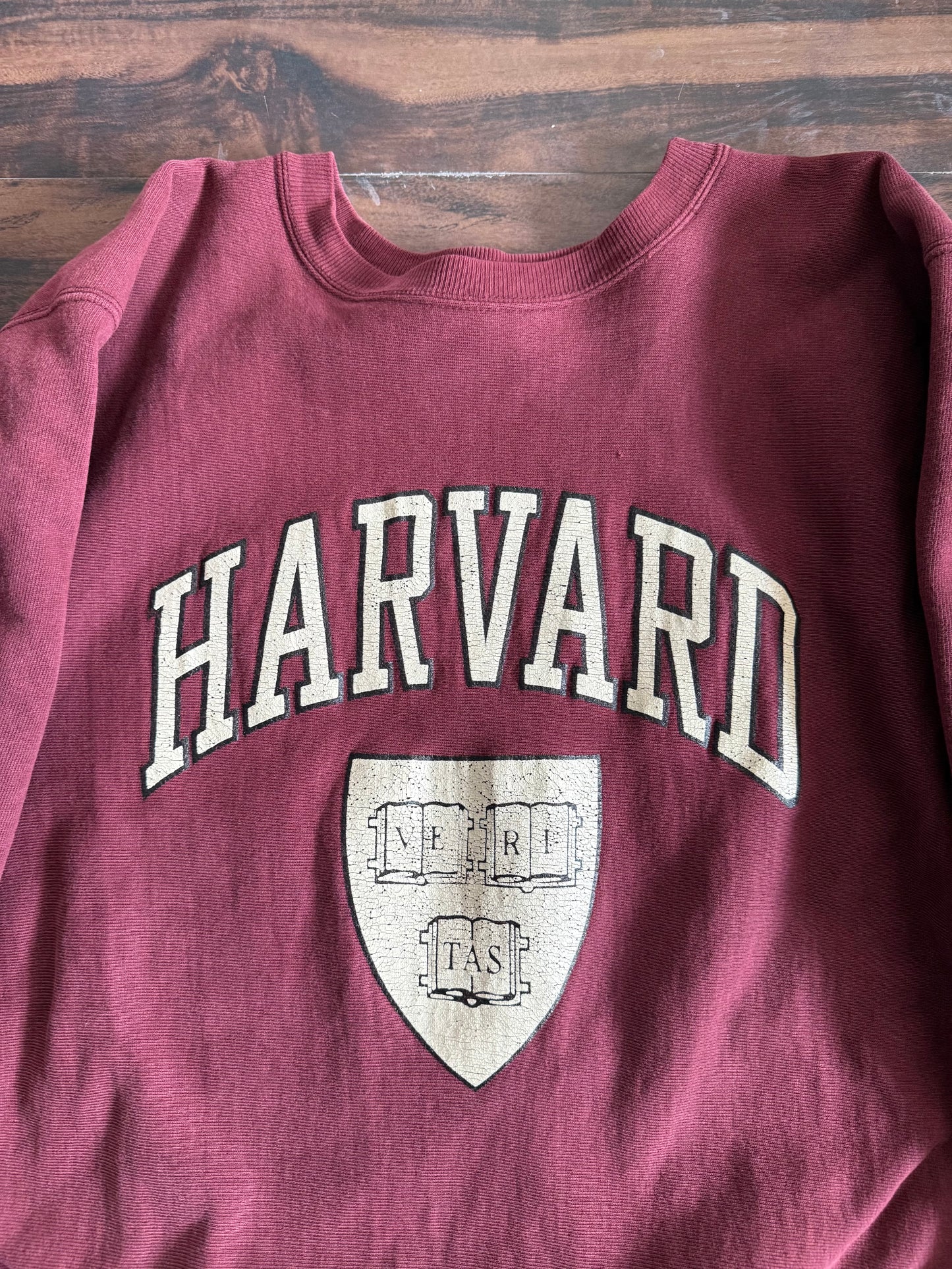Vintage 80s Harvard University Champion Reverse Weave Maroon Crewneck Sweatshirt- L