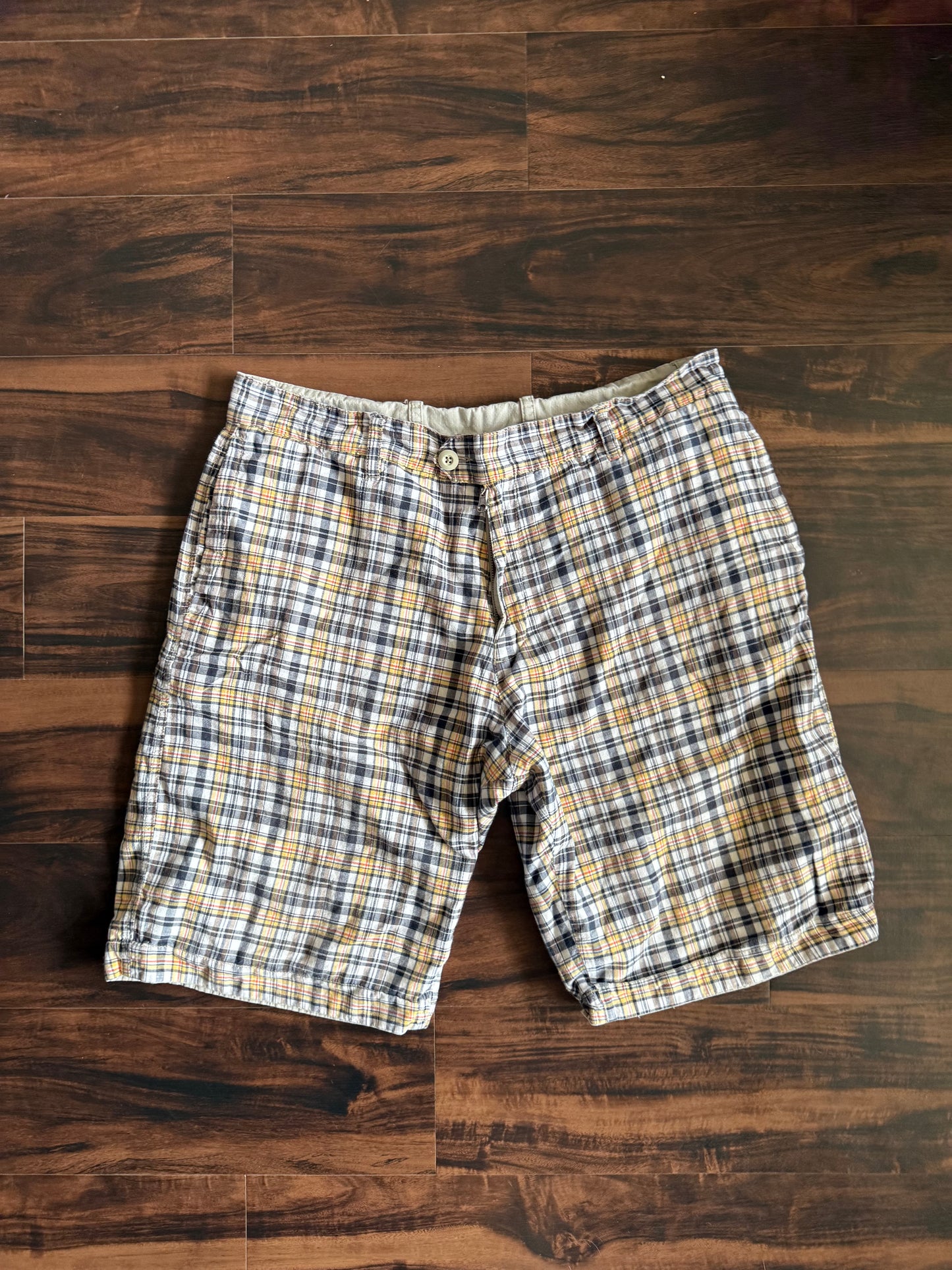 Vintage Reversible Black & Yellow Checkered Shorts- 36