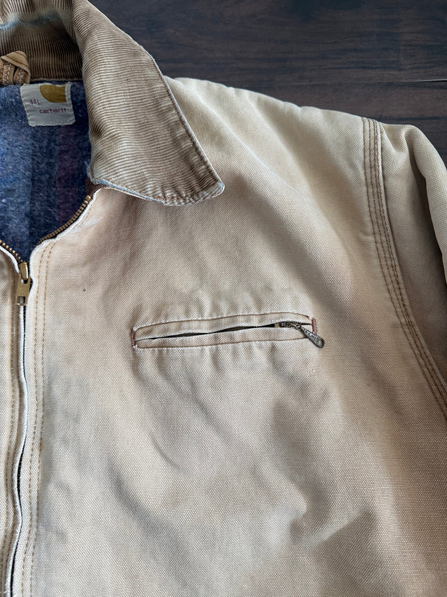 Vintage 1970s Carhartt 6BLJ Tan Detroit Jacket- L