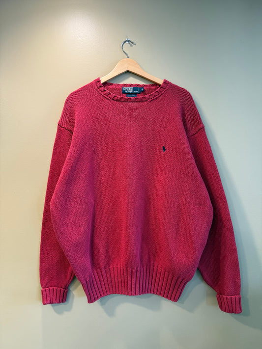 Vintage Polo Ralph Lauren Red Cotton Sweater- L