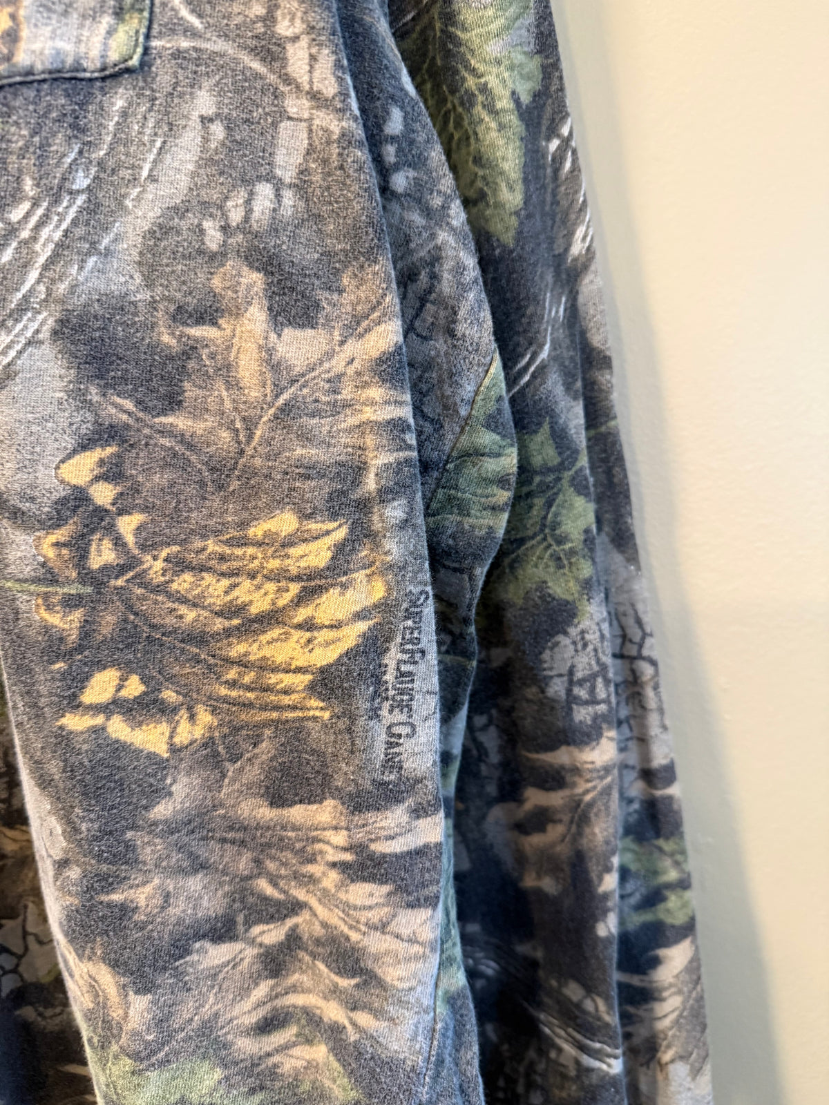 Vintage SuperFlauge Tree Camo Long-Sleeve Pocket T-Shirt- XL