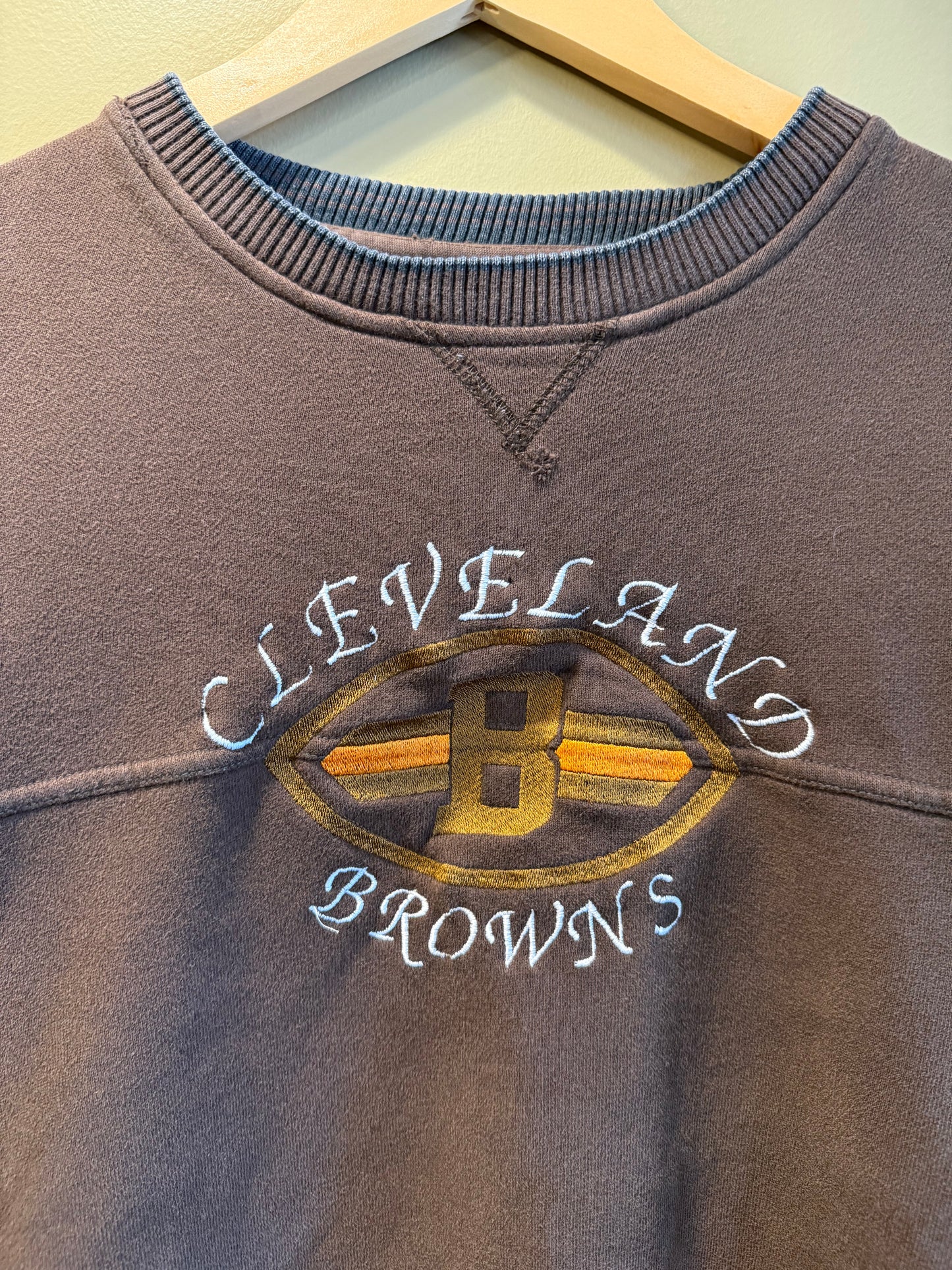 Vintage Cleveland Browns Brown Embroidered Crewneck Sweatshirt- L