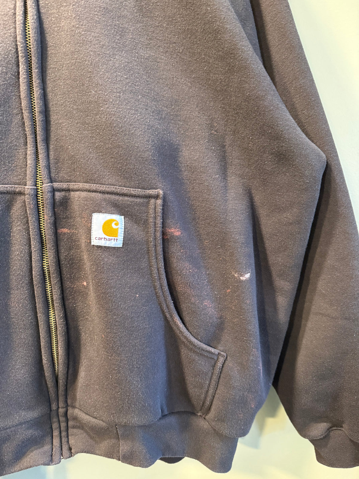 Vintage Carhartt Brown Distressed Zip-Up Hoodie Sweatshirt- XXL