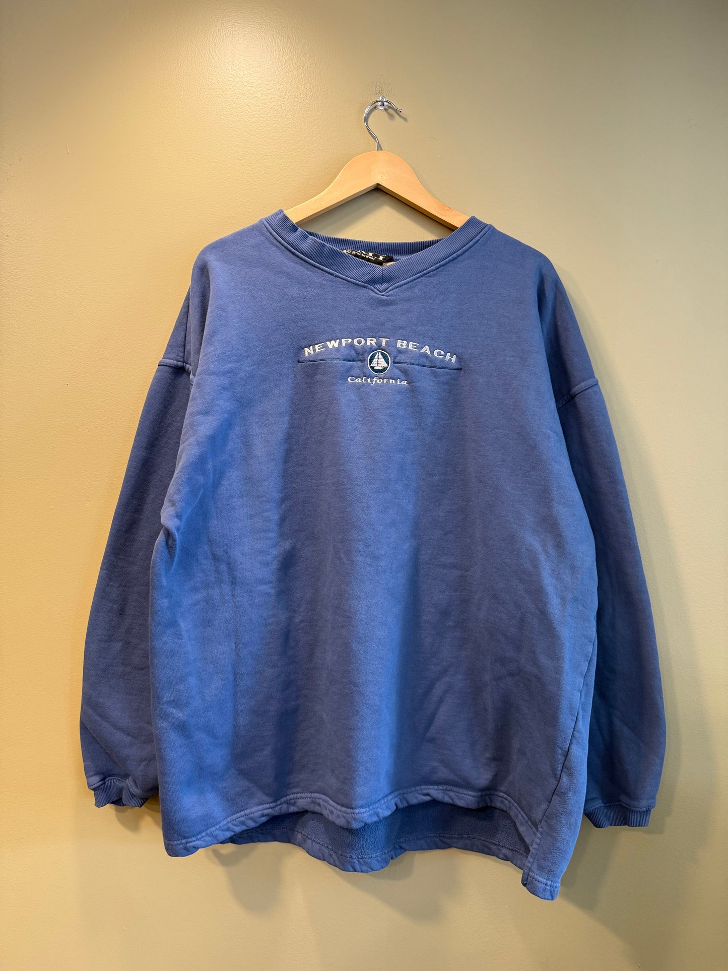 Vintage Newport Beach California Blue Crewneck Sweatshirt- XL