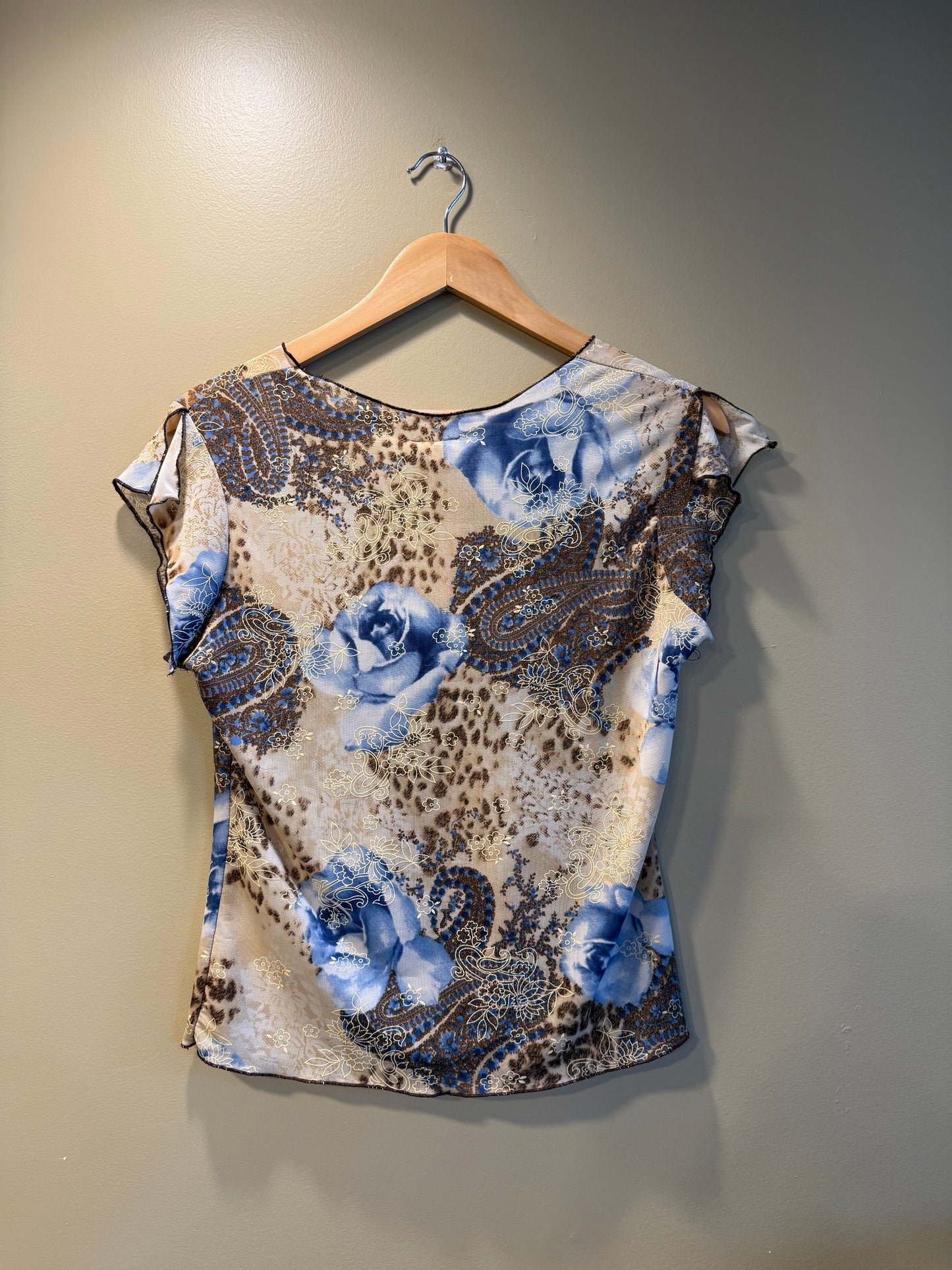 Vintage Y2K Rave Golden Floral T-Shirt- L