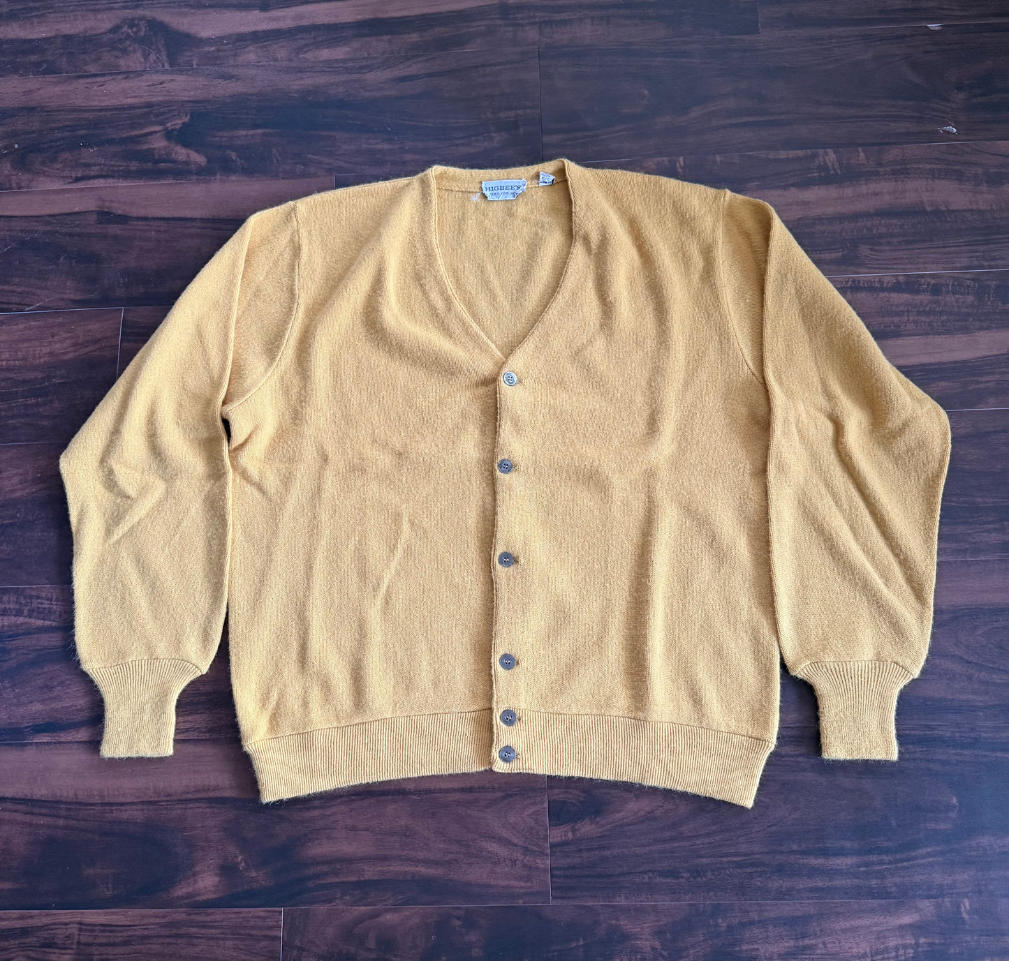 Vintage Higbees Yellow Caridgan Sweater- L