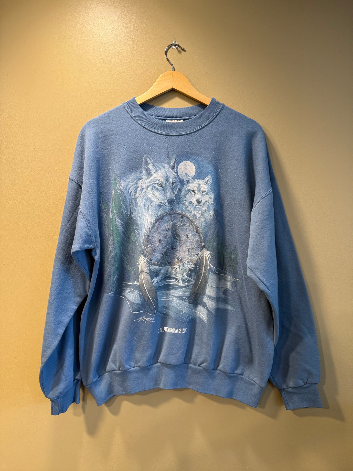 Vintage Cleveland Metro Parks Zoo Wolves Dream Catcher Crewneck Sweatshirt- XL