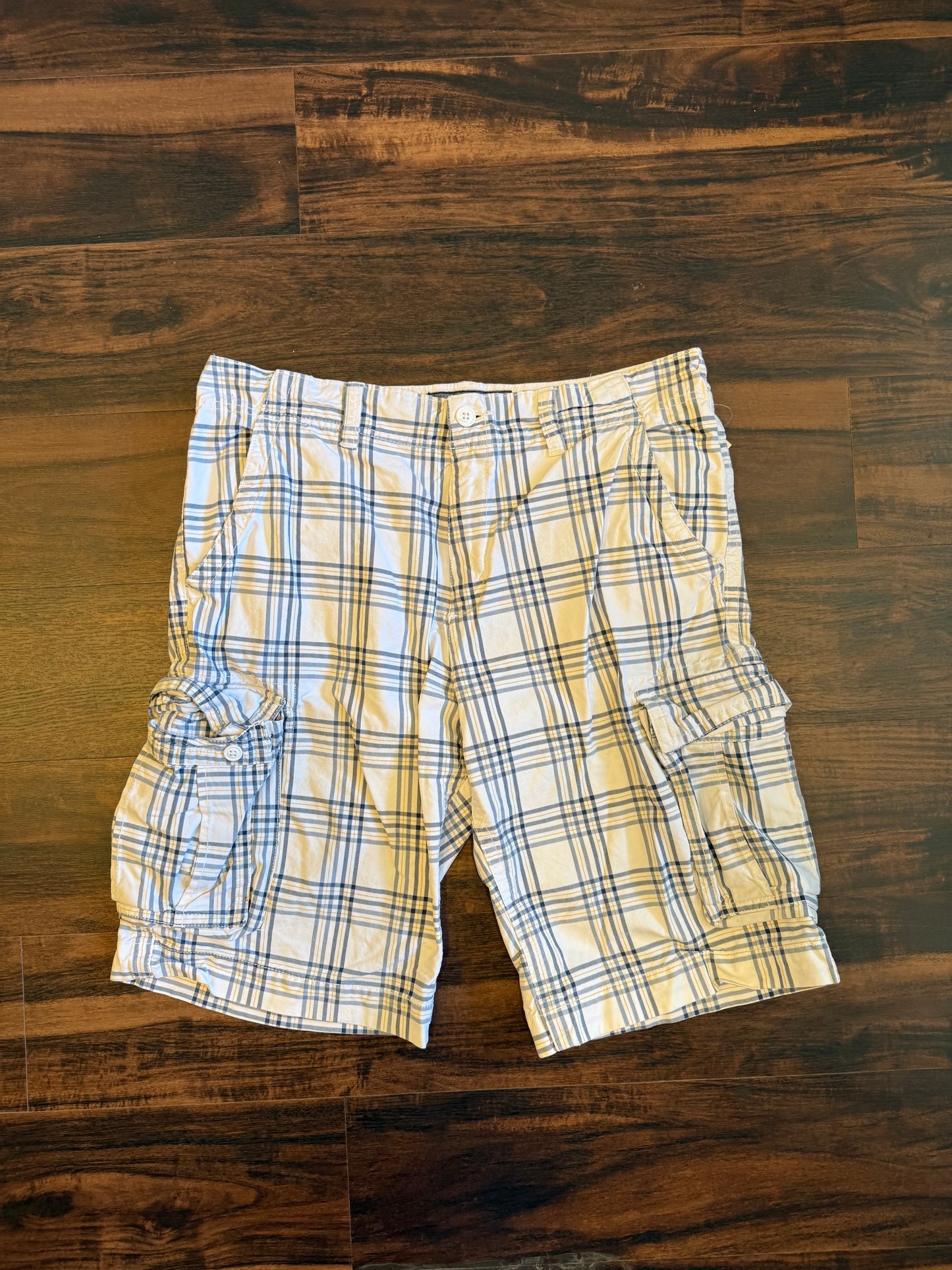 Vintage Old Navy White Checkered Cargo Shorts- 34
