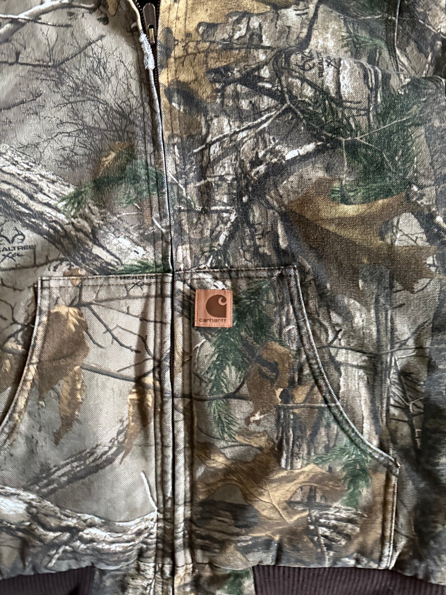 Vintage Carhartt Real Tree Camouflage Zip-Up Hooded Heavy Jacket- S/M