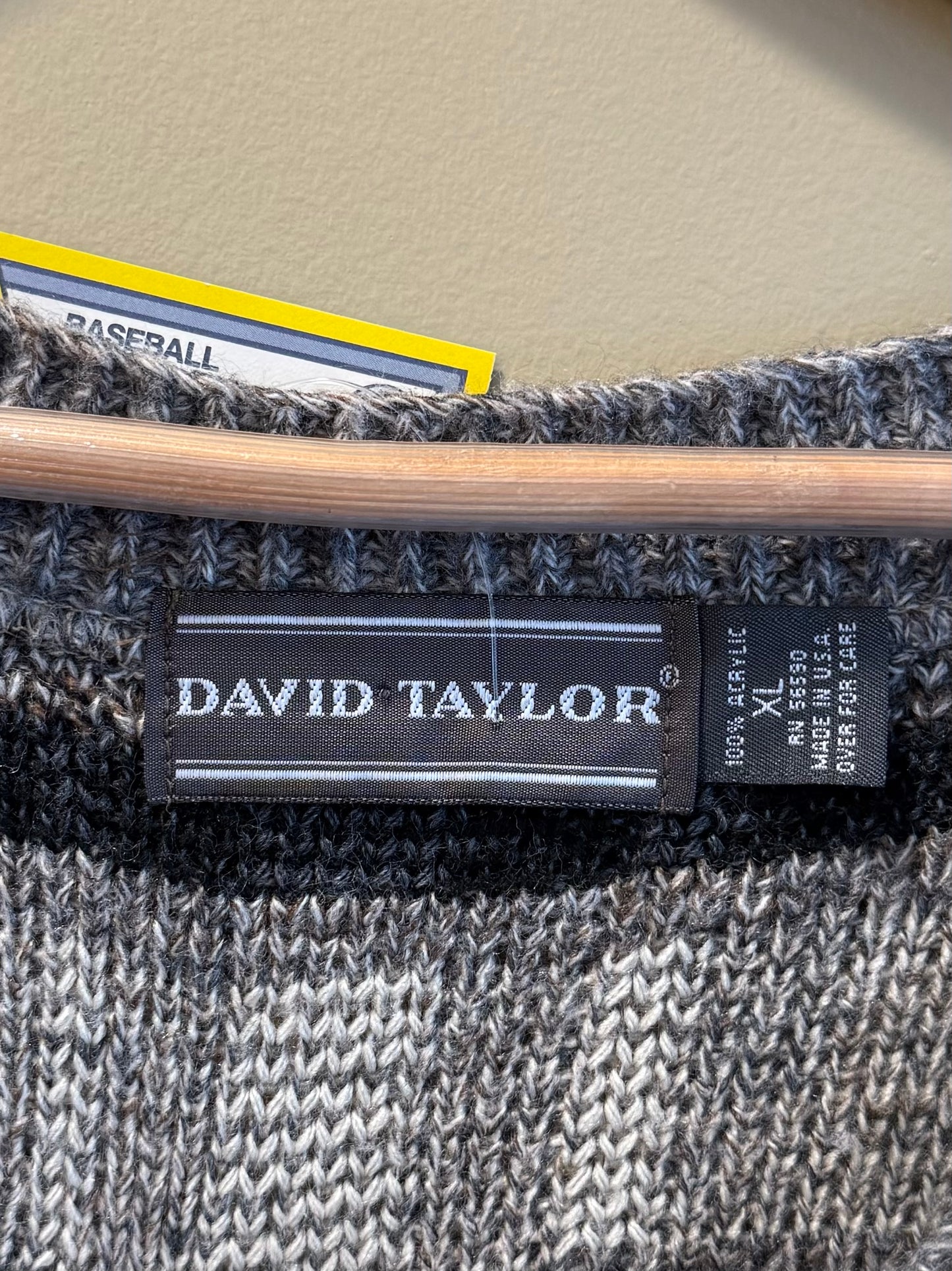 Vintage David Taylor Checkered Neutral Cardigan Sweater- XL
