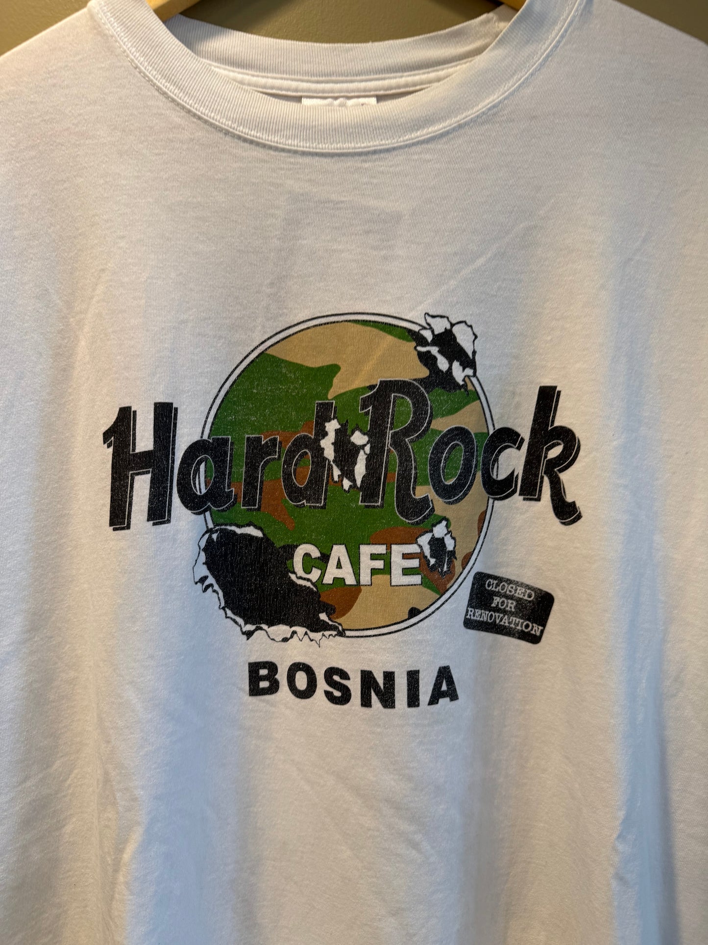 Vintage Hard Rock Cafe Bosnia Camouflage Bullet Holes T-Shirt- XL
