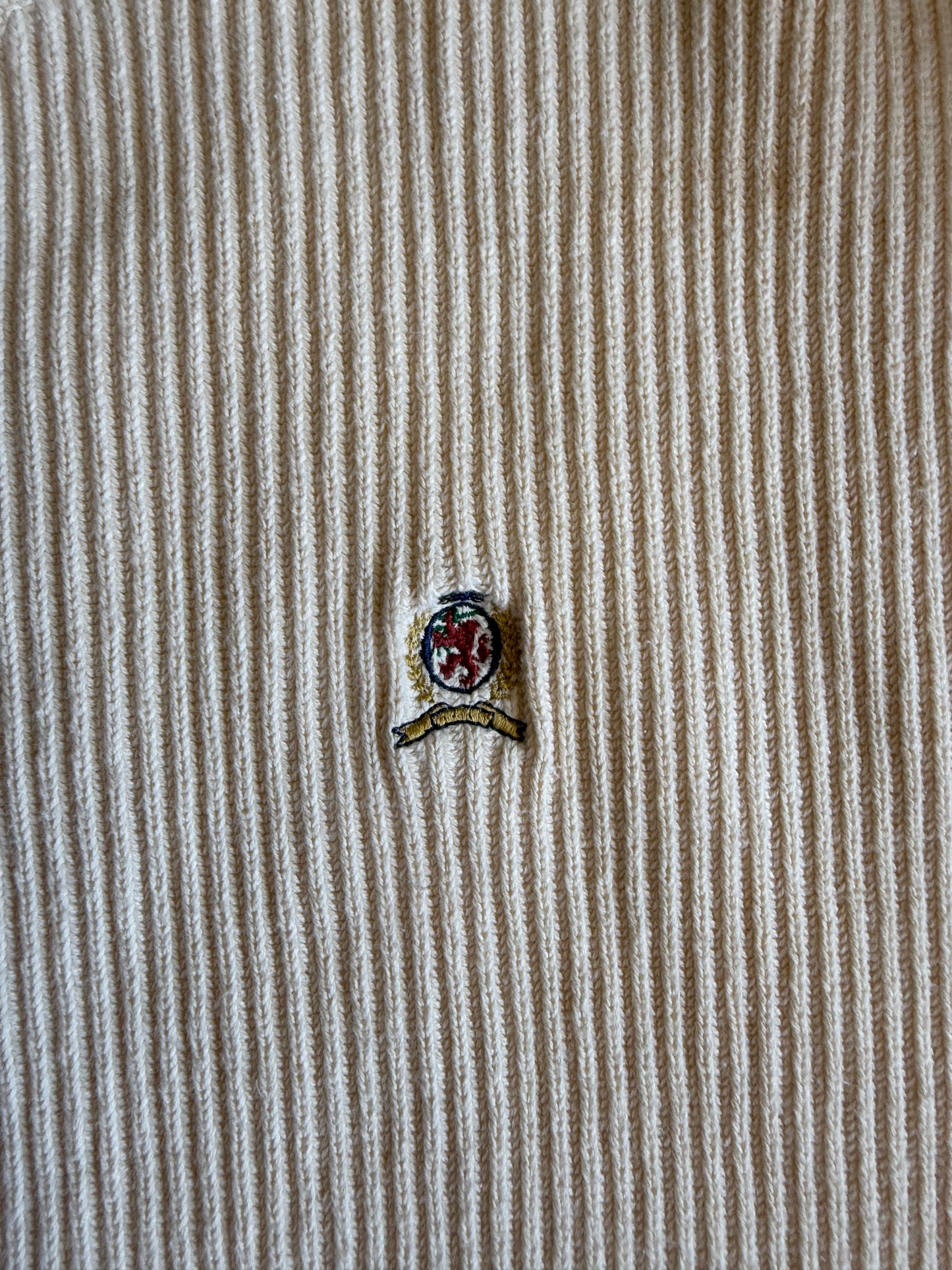 Vintage Tommy Hilfiger Off White Ribbed Cotton Sweater- M