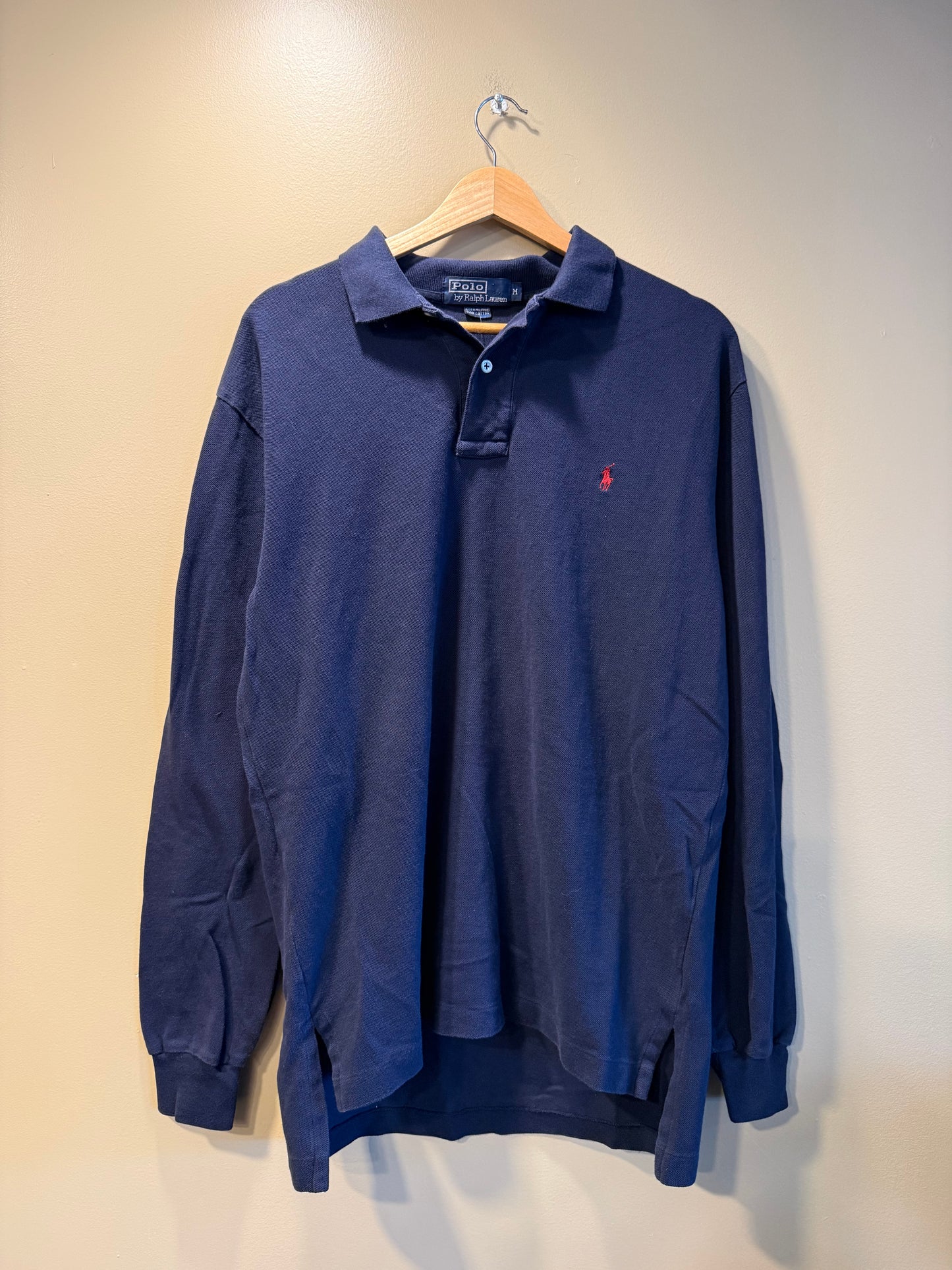 Vintage Polo Ralph Lauren Long Sleeve Navy Blue Polo Shirt- M